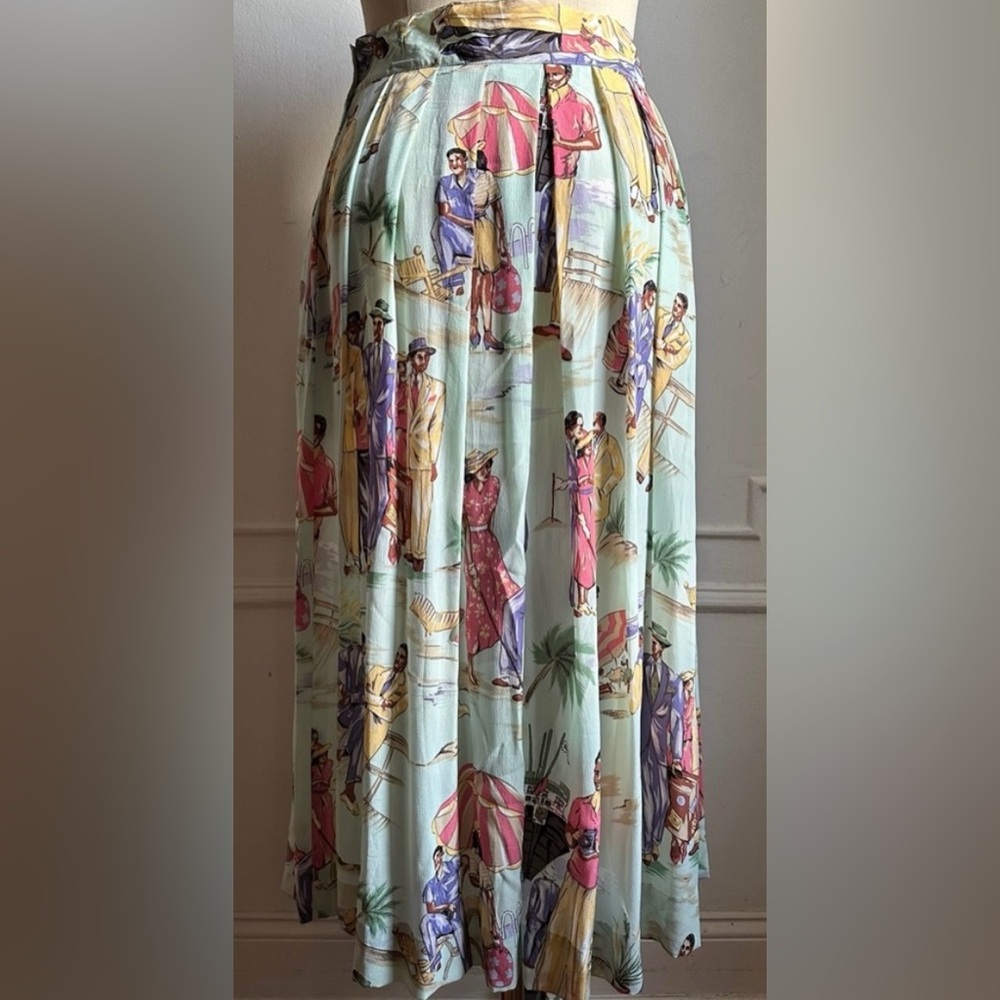 Vintage 90s J.G. Hook Rayon Resort Novelty Print Skirt 14 - Picture 2 of 15